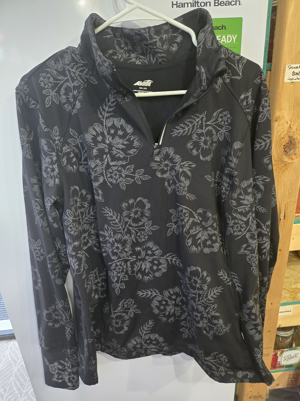 Avia Black Floral Quarter-Zip Pullover